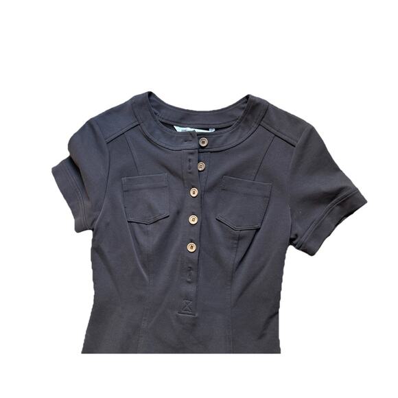 Diane Von Furstenberg DVF Brown Career Dress Sz 4 Sheath Stretch Buttons Knee - Picture 6 of 7